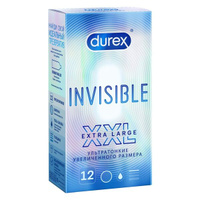 Презервативы из натурального латекса XXL Invisible Durex/Дюрекс 12шт Рекитт Бенкизер Хелскэар (ЮК) Лтд