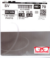 Очковая линза Synchrony Single Vision SPH 1.6 PhotoFusion Brown/Grey