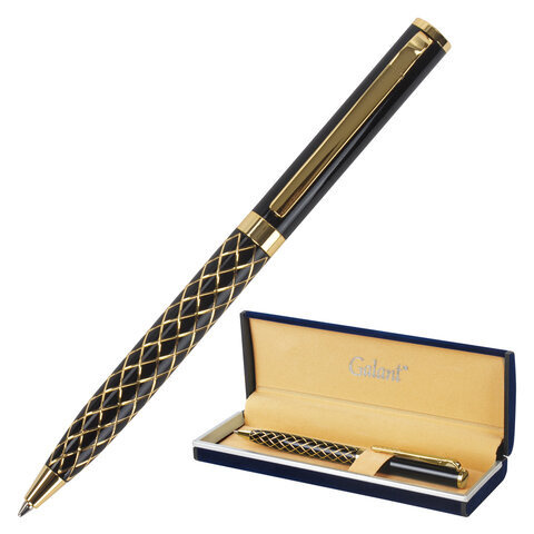 Ручка подарочная шариковая GALANT Klondike корпус черный с золотистым золотистые детали пишущий узел 07 мм синяя
