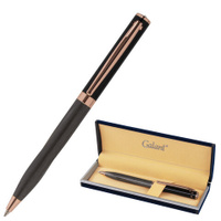 Ручка подарочная шариковая GALANT "FACTURA", корпус черный/оружейный металл, детали розовое золото, узел 0,7 мм, синяя,