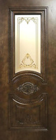 Дверь межкомнатная шпон 80 Космос Моцарт бренди, со стеклом