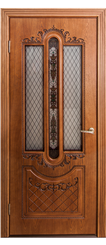 Дверь межкомнатная шпон 80 Милан Орех Английский, со стеклом (фотопечать)