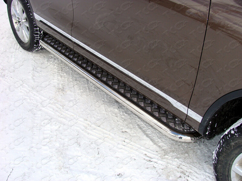 Пороги с площадкой 60,3 мм TCC 2 шт, сталь VW Touareg 2010-2014