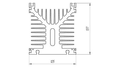 Радиаторный алюминиевый профиль 125х137 мм