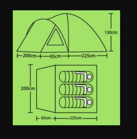 Палатка трехместная туристическая 290х200х130 (257 Арктика)