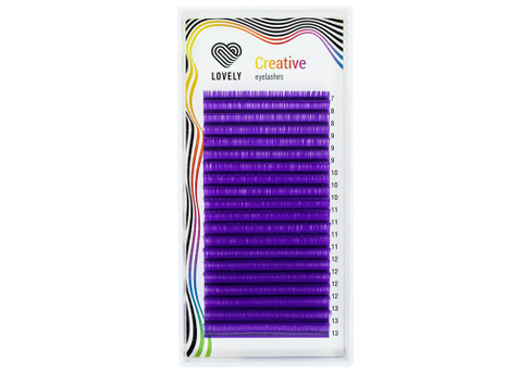 Микс D 0.10*7-13 мм Фиолетовые (Purple) Цветные ресницы Lovely 20 линий