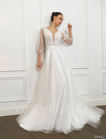 Свадебное платье из фатина с блестками и кружева с пайетками