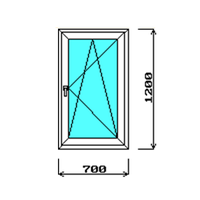 Окно пластиковое 700x1200 Exprof 70 поворотно-откидное 3 стекла