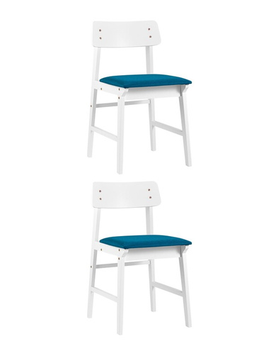 Стул ODEN WHITE синий 2 шт. Комплект из двух стульев Stool Group ODEN WHITE синий мягкое сиденье из ткани