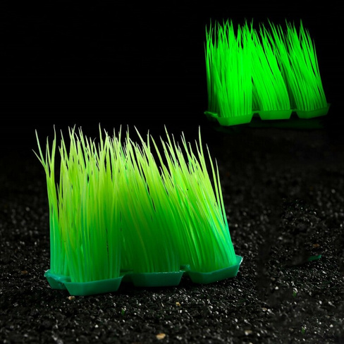 Растение искусственное аквариумное, светящееся, 9 см, зеленое Пижон Аква
