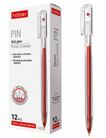 Ручка гелевая "Hatber" Pin красная 0,5мм, трехгранная, рельефный держатель (цена за 1 штуку)