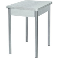 Стол обеденный Катрин Глайдер бетон пайн белый, опора №2 круглая серебристый металлик