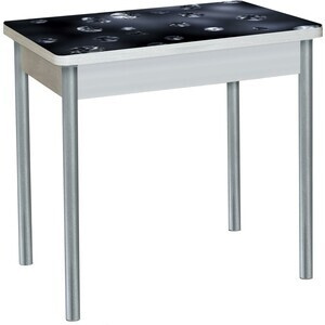 Стол обеденный Катрин Бронкс поворотно раскладной, с фотопечатью, бетон белый, кристаллы, опора круглая серебристый мета