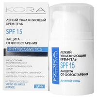 Крем гель для лица KORA "Защита от фотостарения" антивозрастной, солнцезащитный spf, 50 мл Kora