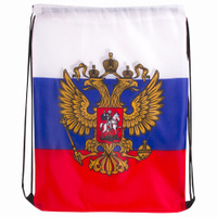 Сумка-мешок на завязках "Триколор РФ", с гербом РФ, 32х42 см, BRAUBERG/STAFF, 228328
