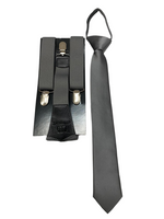 Комплект подростковый подтяжки и галстук серый арт.970 Stilmark