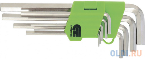 Набор ключей имбусовых HEX, 1,5–10 мм, 45x, закаленные, 9 шт., удлиненные, никель.// Сибртех