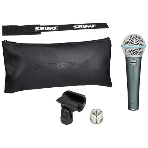 Микрофон проводной Shure BETA 58A, комплектация: микрофон, разъем: XLR 5 pin (M), серый металлик, 1 шт