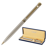 Ручка подарочная шариковая GALANT Brigitte тонкий корпус серебристый золотистые детали пишущий узел 07 мм синяя