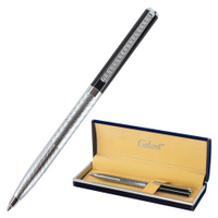 Ручка подарочная шариковая GALANT Landsberg корпус серебристый с черным хромированные детали пишущий узел 07 мм с