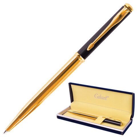 Ручка подарочная шариковая GALANT ARROW GOLD корпус черный/золотистый детали золотистые узел 07 мм синяя 143523