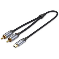 Кабель-переходник аудио VENTION BGUHG, USB Type-C (m) - 2хRCA (m), 1.5м, GOLD, черный