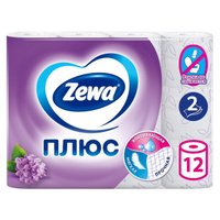 Бумага туалетная ZEWA Плюс 12шт в уп. 2-слойные 184 листов аромат сирень
