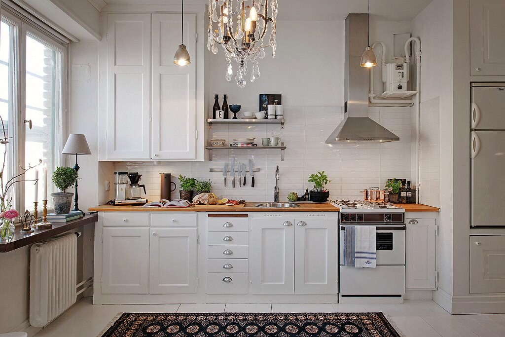 Кухонный гарнитур в скандинавском стиле для маленькой кухни фото