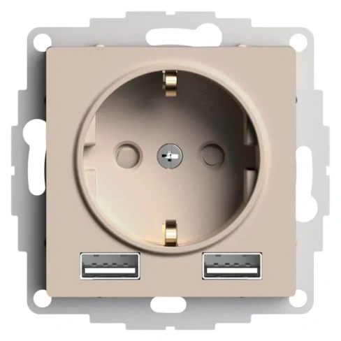 Розетка 16A с двумя портами USB A+A (2.4А и 1.2А) Schneider Electric (Systeme Electric) Atlas Design, песочный
