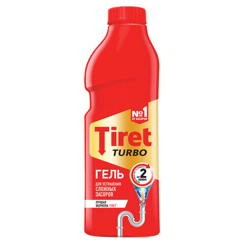 Средство для прочистки канализационных труб 1 л TIRET Тирет Turbo гель 8147377