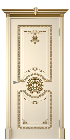 Межкомнатная дверь "Версаль" ДГ Эмаль слоновая кость, патина золото