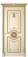 Межкомнатная дверь "Версаль" ДГ Эмаль слоновая кость, патина золото