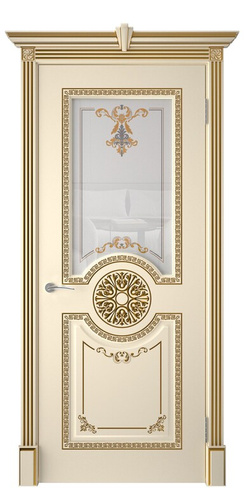Межкомнатная дверь "Версаль" ДО Эмаль слоновая кость, патина золото