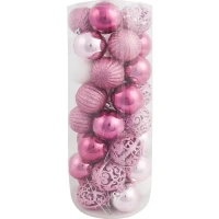 Набор ёлочных шаров 6 см цвет розовый/серебристый, 40 шт. Без бренда None