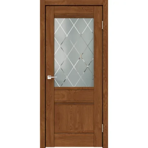 Дверь межкомнатная Тоскана остекленная финиш-бумага ламинация цвет дуб тернер коричневый 90x200 см (с замком и петлями)