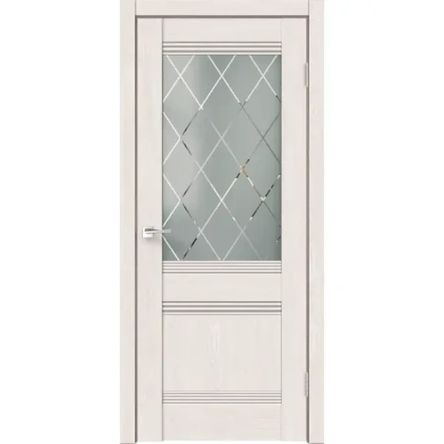 Дверь межкомнатная остекленная без замка и петель в комплекте Тоскана 80x200 см HardFlex цвет дуб тернер белый VELLDORIS