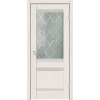 Дверь межкомнатная остекленная без замка и петель в комплекте Тоскана 80x200 см HardFlex цвет дуб тернер белый VELLDORIS