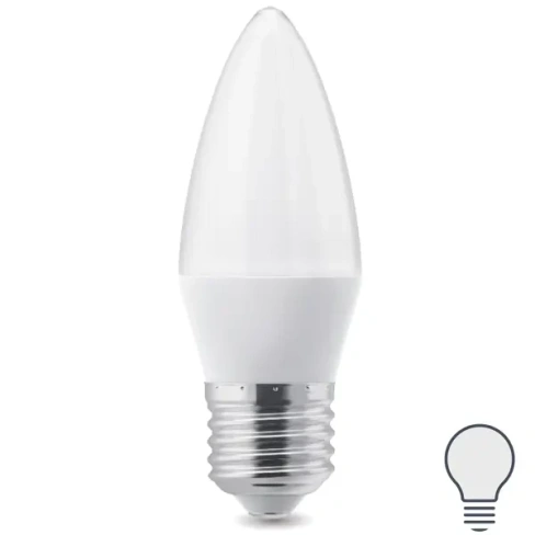 Лампа светодиодная E27 220-240 В 7 Вт свеча матовая 600 лм нейтральный белый свет Без бренда None