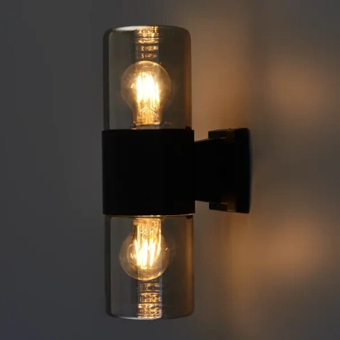 Светильник настенный уличный Roil 2 лампы, влагостойкий цвет черный дымчатый ELEKTROSTANDARD Roil D