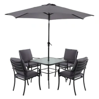 Набор садовой мебели Naterial Rono сталь/полиэстер/стекло темно-серый: стол, 4 кресла и зонт NATERIAL None