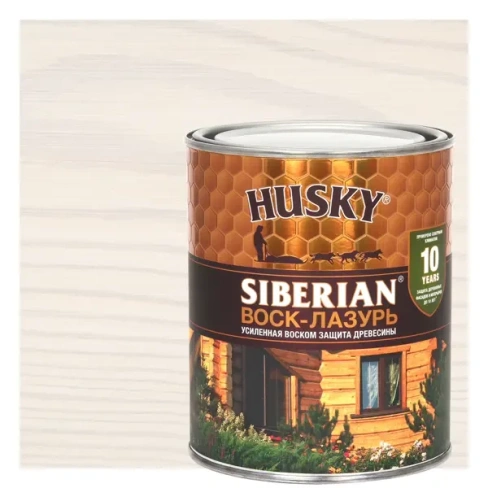 Воск-лазурь Husky Siberian полуматовый белый 0.9 HUSKY Антисептик для защиты древесины