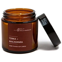 Свеча ароматизированная в стеклянной банке Stella Fragrance Tonka Macadamia коричневая 6 см STELLA FRAGRANCE банка