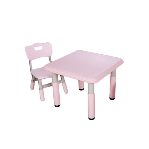 Комплект детской мебели регулируемый квадратный стол и стул, пластик, розовый