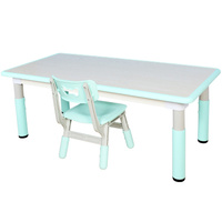 Комплект пластиковой детской мебели регулируемый прямоугольный стол и стул, голубой