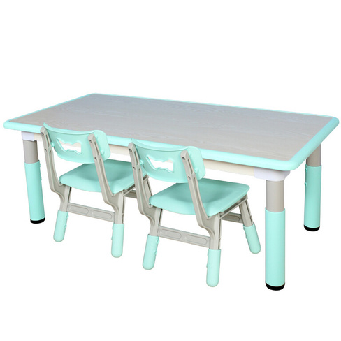 Комплект пластиковой детской мебели регулируемый прямоугольный стол и 2 стула, голубой