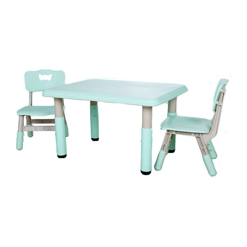 Комплект пластиковой детской мебели регулируемый стол и 2 стула, голубой
