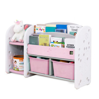 Полка-стеллаж детская для книг и игрушек 124х34х72, розовый