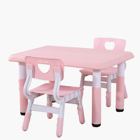 Пластиковый регулируемый прямоугольный стол 60х80, розовый
