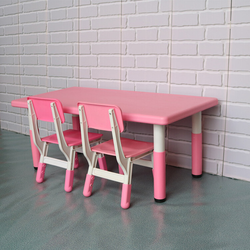 Стол пластиковый регулируемый прямоугольный 120х60, розовый