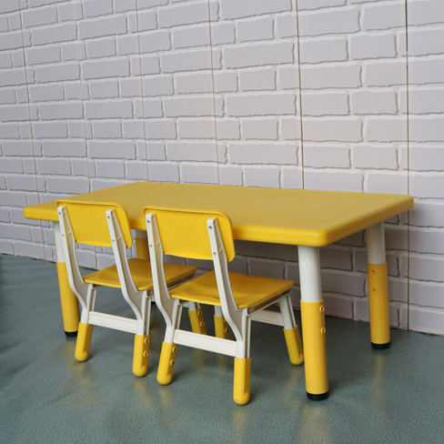 Стол пластиковый регулируемый прямоугольный 120х60, жёлтый